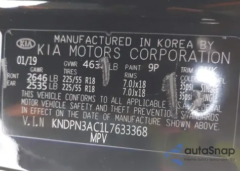 2020 Kia Sportage Ex z USA, uszkodzony, nr VIN KNDPN3AC1L7633368